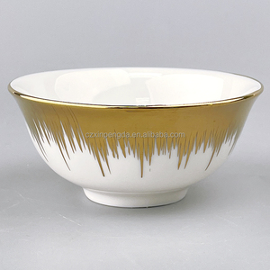 Plato de cerámica para restaurante, cuenco con borde dorado único, OEM - Product Image 3