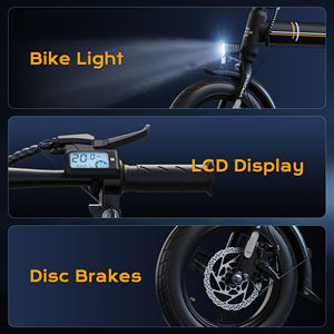 VIPDRIVE US En stock Livraison gratuite Mini vélo électrique pliable de ville 350W 36V 14 pouces Vitesse unique Pneus larges Freins à disque Le plus populaire - Product Image 6