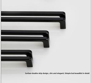Poignée de porte Simple personnalisée pratique en alliage de zinc Double poignée en noir Nouvelle liste pour armoires de cuisine et commodes pour hôtels - Product Image 6