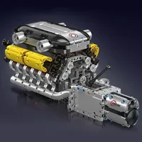 MOULD KING 10202 Lambo Supercar V12 Engine Model Building Block Kits Motor Drive Creative Puzzle Block Toy for Kid Birthday Gift
