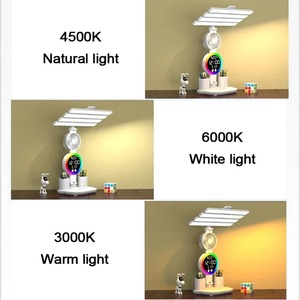 3 In1 Multifunction Table Lamp <b>LED</b> Four-headed Folding with Fan Calendar <b>Clock</b> USB Rechargeable Desk Light 3200mah Reading Lamp - Product Image 2