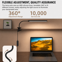 Lampe de bureau LED avec commande par bouton-poussoir, alimentation secteur, construction métallique, col flexible réglable pour chambre, bureau ou salle d'étude