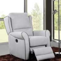 Fauteuil inclinable confortable en tissu gris, revêtement aspect cuir, avec boutons, inclinaison réglable, idéal pour les personnes âgées, salon