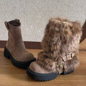 Nouvelles Bottes de Neige Hiver 2026 pour Femme, Doublées en Fausse Fourrure, Épaisses, Semelle Extérieure en Caoutchouc, Semelle Épaisse, Rehaussant la Taille, Bottines Chaudes - Product Image 2