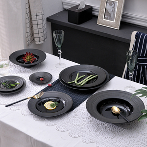 Platos Negros de Porcelana de Buena Calidad para <span class=keywords><strong>Hotel</strong></span> PITO, Vajilla Negra Mate, Venta Caliente <span class=keywords><strong>en</strong></span> Emiratos Árabes Unidos, Vajilla para Restaurante - Product Image 2
