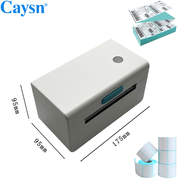 Caysn 110mm Desktop Label Printer Wireless Thermal Shipping Label Printer Support Folded Paper and Paper Roll Sticker Maker