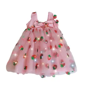 Girls Princess Dress Kids Boutique Summer Dresses Sequined Strawberries Cute Bow Tutu Dress