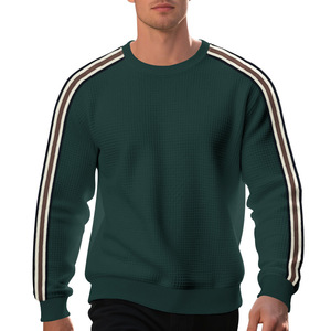 Sweat-shirt à manches longues pour homme, 95% polyester, 5% élasthanne, tricoté, texture ananas, 7 rayures, coupe décontractée, automne, en stock - Product Image 4
