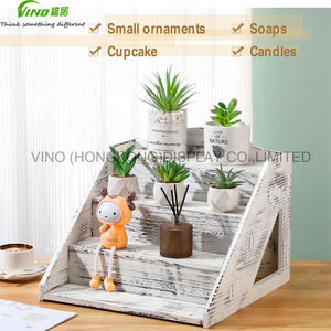 4-Tier Rustic Wood Cupcake Display Stands for Retail Craft Fair Baby <b>Shower</b> Wedding Party countertop display - Product Image 4