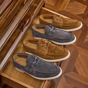 Mocasines de Cuero Genuino Elegantes y Más Vendidos para Hombre, Zapatos Náuticos de Gamuza con Punta Puntiaguda, Zapatos Planos Casuales Sin Cordones - Product Image 3