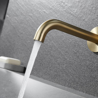 Robinet mural encastré moderne et minimaliste en acier inoxydable, finition nickel brossé, couleur gris anthracite, pour lavabo simple