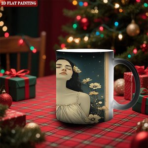 Mug en céramique à changement de couleur 11oz Noir givré Tasse vierge pour sublimation Souvenir de festival - Product Image 2