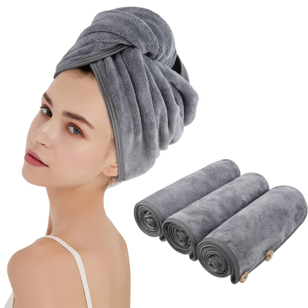 Asciugamano per capelli in microfibra turbante etichetta privata turbante in microfibra asciugamani per asciugare i capelli avvolgere