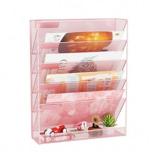 5-Tier Wall-Mounted <b>File</b> Organizer Rack Iron Craft <b>Document</b> Storage Shelf for Office and Home Sturdy <b>File</b> Holder - Product Image 1
