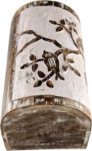 Boîte à bijoux demi-circulaire en bois Yukmin, motif <span class=keywords><strong>oiseau</strong></span>, pour femmes, artisanale, décoration d'intérieur, cadeau idéal pour femme, blanc - Product Image 2