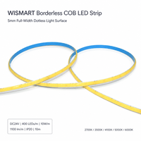 WISMART Bande LED COB sans bordure 24V 5mm 400 LED/m 10m IP20 Lumière sans points pleine largeur 2700K 3500K 4100K 5000K 6000K pour armoire