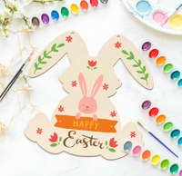 3 disques en bois non finis en forme de lapin, écologiques et réutilisables, pour l'artisanat DIY des enfants, décorations de porte de Pâques à suspendre