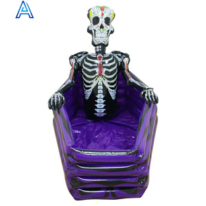 Hielera inflable de PVC con forma de ataúd, cara aterradora y calavera, para Halloween, fiestas, camping, picnics y bebidas. - Product Image 3