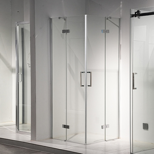 Cabine de douche carrée pliante à charnière avec plateau rectangulaire cabine de porte en verre pour salle de bain à usage d'appartement - Product Image 1