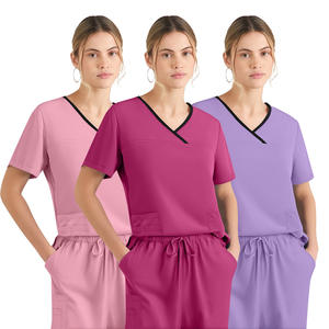 Set da donna con Logo personalizzato scrub uniforme da donna che opera uno scrub medico e odontoiatrico con pantaloni dritti per infermiere ospedaliere - Product Image 2