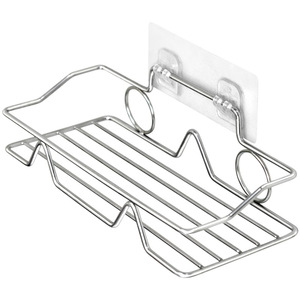 Stainless Steel Square Single Layer Wall Mounted Storage Rack Punch Free Kitchen Bathroom Organizer Shelf - Product Image 1