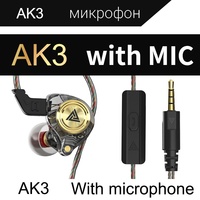 Écouteurs filaires QKZ AK3 FiLe avec microphone, moniteur musical HiFi, basses profondes, suppression du bruit, port 3,5 mm pour jeux vidéo