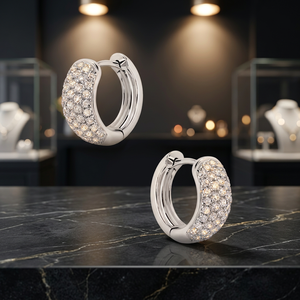 Pendientes de Diamantes de Corte Redondo en Oro Blanco de Diseño Exclusivo (Joyería Fina para Novias y Bodas de Alta Costura) - Product Image 2
