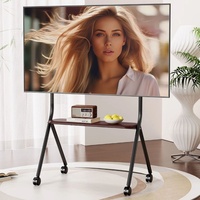 Soporte de TV ajustable de altura extraíble fácil de instalar con bandeja de almacenamiento de madera para TV LCD y de plasma, carrito de TV móvil de 2 pulgadas