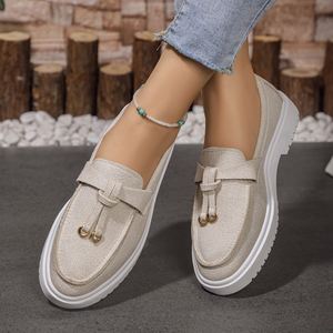 Round-headed, Thick-soled, Pure-color Casual Single Shoes with Tassel, New Style, Shallow-toe, Elegant Bean Shoes, European and - Product Image 2