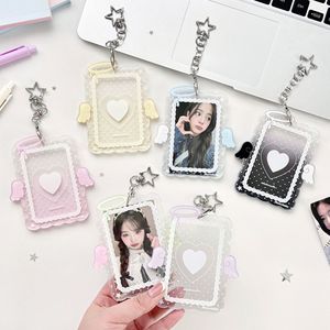Porte-cartes <span class=keywords><strong>en</strong></span> acrylique couleur crème avec ailes <span class=keywords><strong>d</strong></span>'ange, nouveau design - Protège-photos de 3 pouces pour photocards K-Pop et photos instantanées - Product Image 2