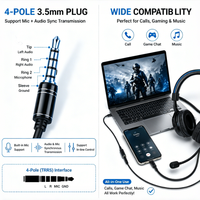3,5mm Audio-Verlängerungskabel 3/4-adrig Stecker-Buchse Stereo-Aux-Kabel Vergoldete Anschlüsse für Kopfhörer Lautsprecher Projektor Mikrofon