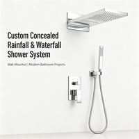Système de douche cascade encastré mural complet en laiton pour salle de bain avec robinet d'eau chaude