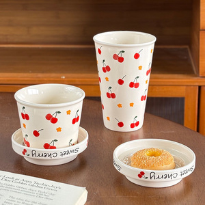 Novelty Cherry Blossom Ceramic Tumbler with Lid Porcelain Coffee Cup <b>Cute</b> <b>Mugs</b> for Girls - Product Image 5
