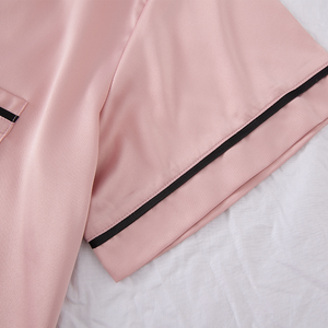 Fabricante Personalizado Luxo Casual Conjunto Pijama de Verão das Mulheres Cetim Manga Curta Noite Sleepwear Térmico para Mulheres e Meninas - Product Image 3