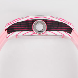 Montre mécanique automatique squelette ETA de qualité supérieure pour homme, boîtier dégradé blanc-rose, mouvement visible, bracelet en caoutchouc, luxe et sport - Product Image 4