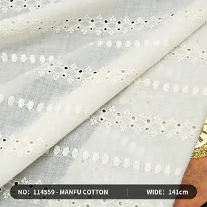 Polyester Cotton Full Width Embroidery Lace Accessories Shirt Skirt Curtain Tablecloth Embroidered Fabric