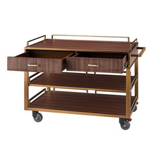 รถเข็นกลิ้ง3ชั้นเคลื่อนที่เคลื่อนที่ได้มีบาร์ขนมหวานอาหารชาโต๊ะเสิร์ฟพร้อมลิ้นชัก2ชั้นล็อกเกอร์สำหรับโรงแรม - Product Image 3