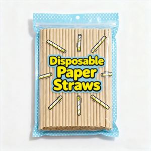 Pailles en papier jetables à prix abordable, grandes, blanches, de qualité alimentaire, pour Noël, personnalisables - Product Image 1