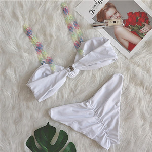 4 Colors 2022 Luxury <strong>Clear</strong> Straps Swimsuit Women Bowknot Double Lined Scrunch <strong>Bikini</strong> - Product Image 4