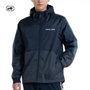 OEM Custom Printing Outdoor Waterproof Running Jacket Oversized Zip Up Jacket Hooded Windbreaker Jacket For Men