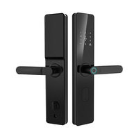 Serrure Intelligente de Sécurité de Grade C pour Appartement, Hôtel, Maison d'hôtes, avec Ouverture à Empreinte Digitale et Mot de Passe en un Seul Clic, pour Porte en Bois, Carte Mémoire, Extérieur