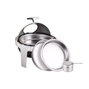 6 л, серебряная нержавеющая сталь, пищевой изоляционный контейнер для подогрева топлива, чаша, тарелка, шведский стол для свадеб, визуальная стеклянная крышка - Product Image 3