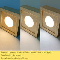 Veilleuse LED rechargeable, support de lampe en bois carré, socle en bois massif, luminaires de décoration artistique pour atmosphère de bureau 5V