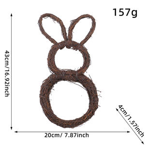 Vente en gros de couronnes de Pâques en rotin fournitures de fleuriste décorations d'anneaux en rotin petit cadeau en bois - Product Image 5