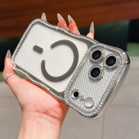 Coque magnétique ondulée électroplaquée avec strass pour iPhone 17 Air 16 15 14 13 Pro Max 16 Plus, étui pare-chocs en TPU scintillant avec cristaux