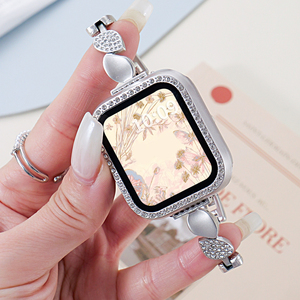 Correas de Reloj de Aleación con Diamantes Brillantes, Correas Metálicas <span class=keywords><strong>para</strong></span> <span class=keywords><strong>Apple</strong></span> <span class=keywords><strong>Watch</strong></span> Series 11 10 40 42 46 49mm, Brazalete Delgado - Product Image 3