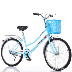 Nouveau vélo adulte 24/26 pouces avec fourche à suspension, cadre en acier carbone, pneus pleins anti-crevaison, style féminin, adapté pour - Product Image 2