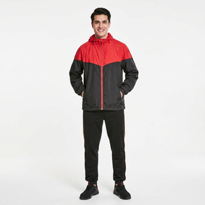 Veste de sport légère 100% polyester broderie logo personnalisé fermeture éclair deux tons imperméable coupe-vent vestes pour hommes - Product Image 1