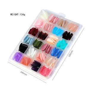 24 faux ongles carrés givrés en ABS, couvrance totale, avec colle, personnalisables, kit de pose pour doigts - Product Image 5