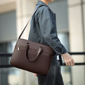 Maletín de Cuero Suave de Gran Capacidad, Impermeable, para Portátil de 14 Pulgadas, para Hombre, para Viajes de Negocios, con Múltiples Compartimentos - Product Image 5